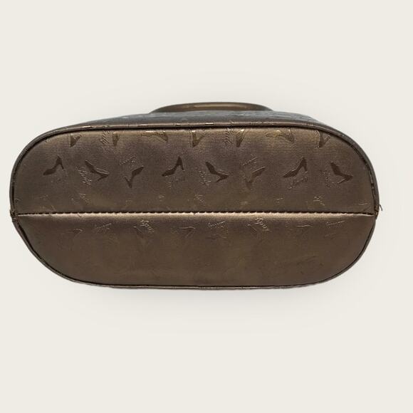 Vintage Shoe Lady Print Crossbody or Clutch Mini Purse Embossed Bronze - Picture 8 of 10